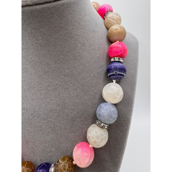 LUC Lucas Lemeth 925 Sterling Silver Dyed Quartz Necklace – Multicolor - Picture 4 of 10